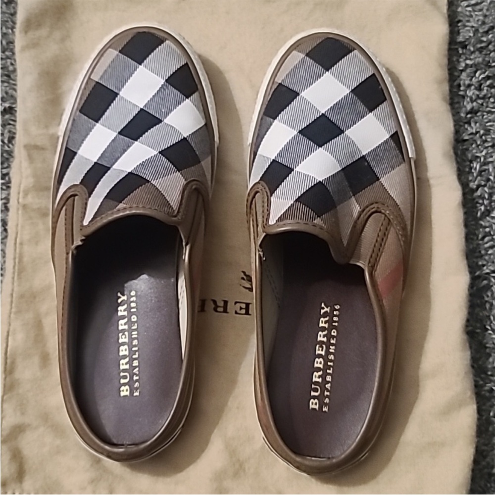 Burberry Check Slip-On Sneakers in Beige/Black - Picture 2 of 6